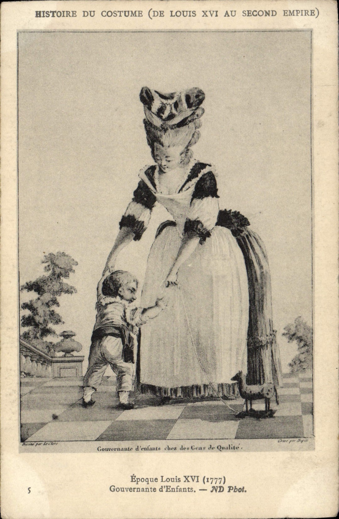 VINTAGE POSTCARD History Mode of the costume of Louis XVI with the Second Empire Time Louis XVI Controlling children