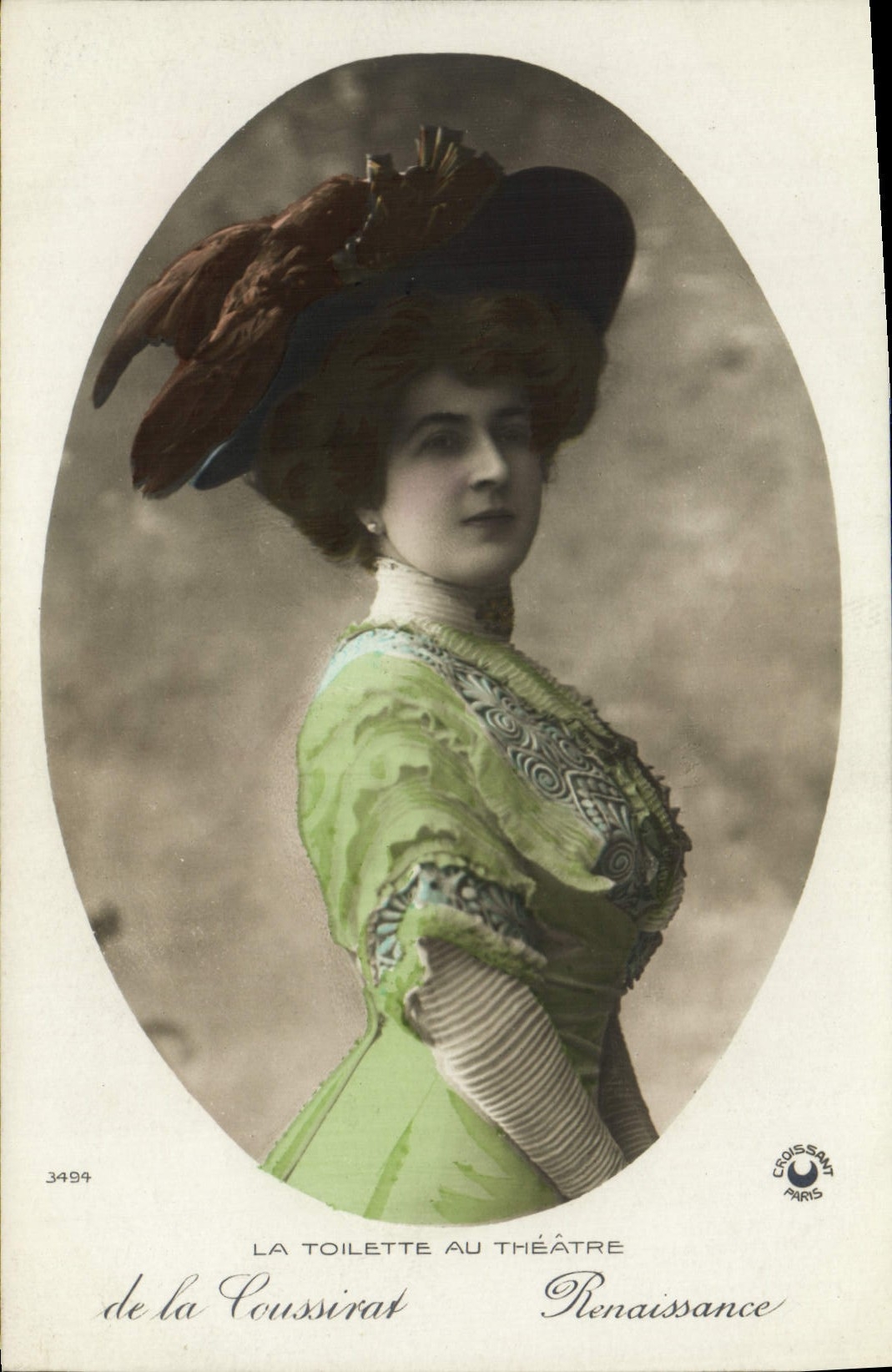 VINTAGE POSTCARD Mode Woman Caps Hairstyle Hat the toilet with the theater Of Coussirat Renaissance