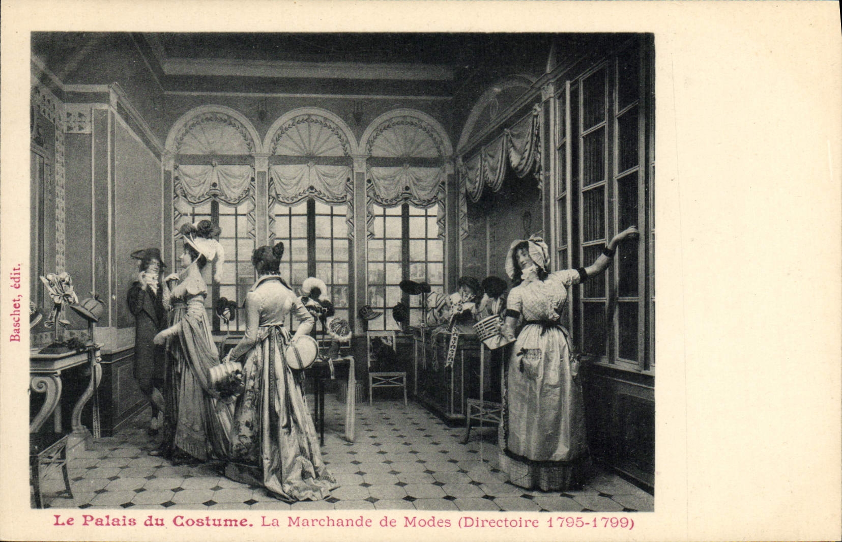 VINTAGE POSTCARD Mode the palate of the costume the commercial one of modes Directory 1795 1799