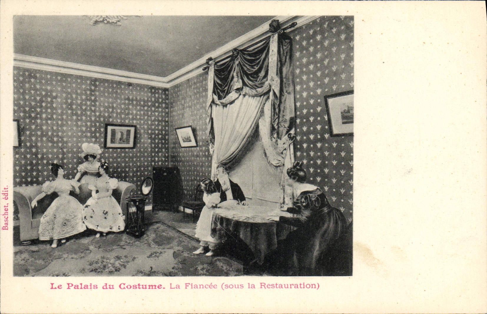 VINTAGE POSTCARD Mode the palate of the costume the fiancee under the Restoration