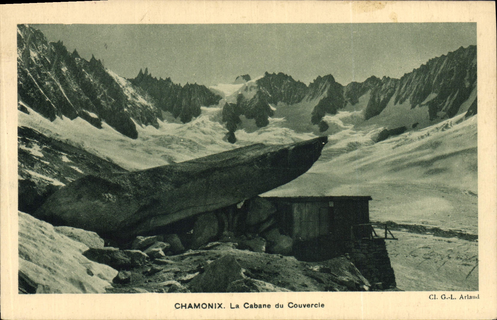 Alpinismo de Chamonix de la POSTAL de la VENDIMIA la choza de la tapa