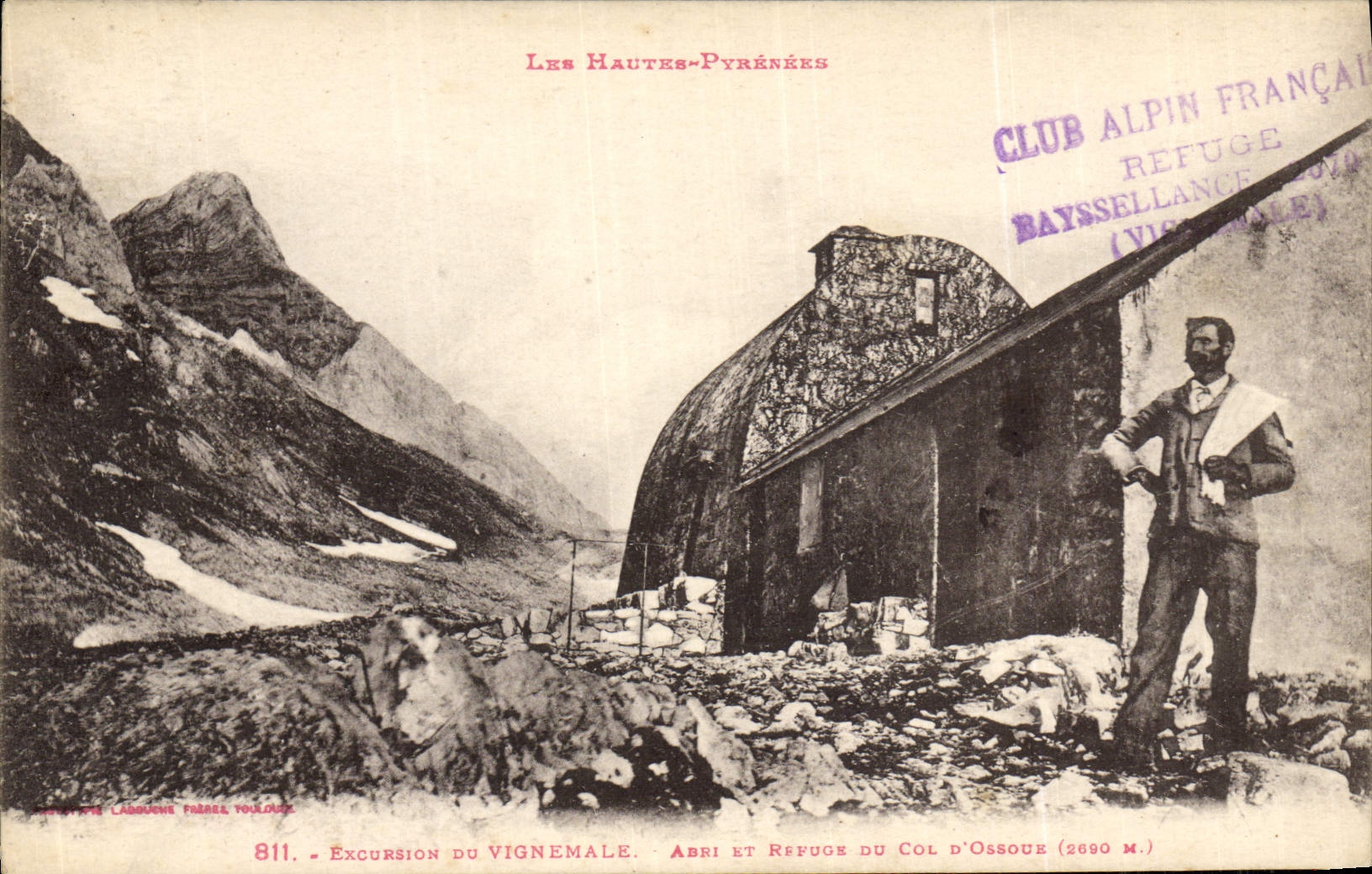 VINTAGE POSTCARD Alpinism Excursion of Vignemale Shelter and refuge of the Collar of Ossoue