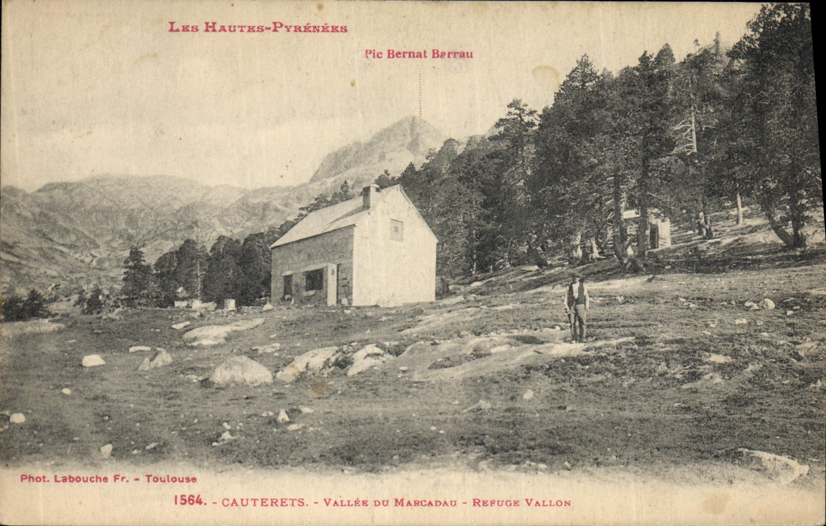 Valle de Cauterets del alpinismo de la POSTAL de la VENDIMIA valle del refugio de Marcadau del pequeño