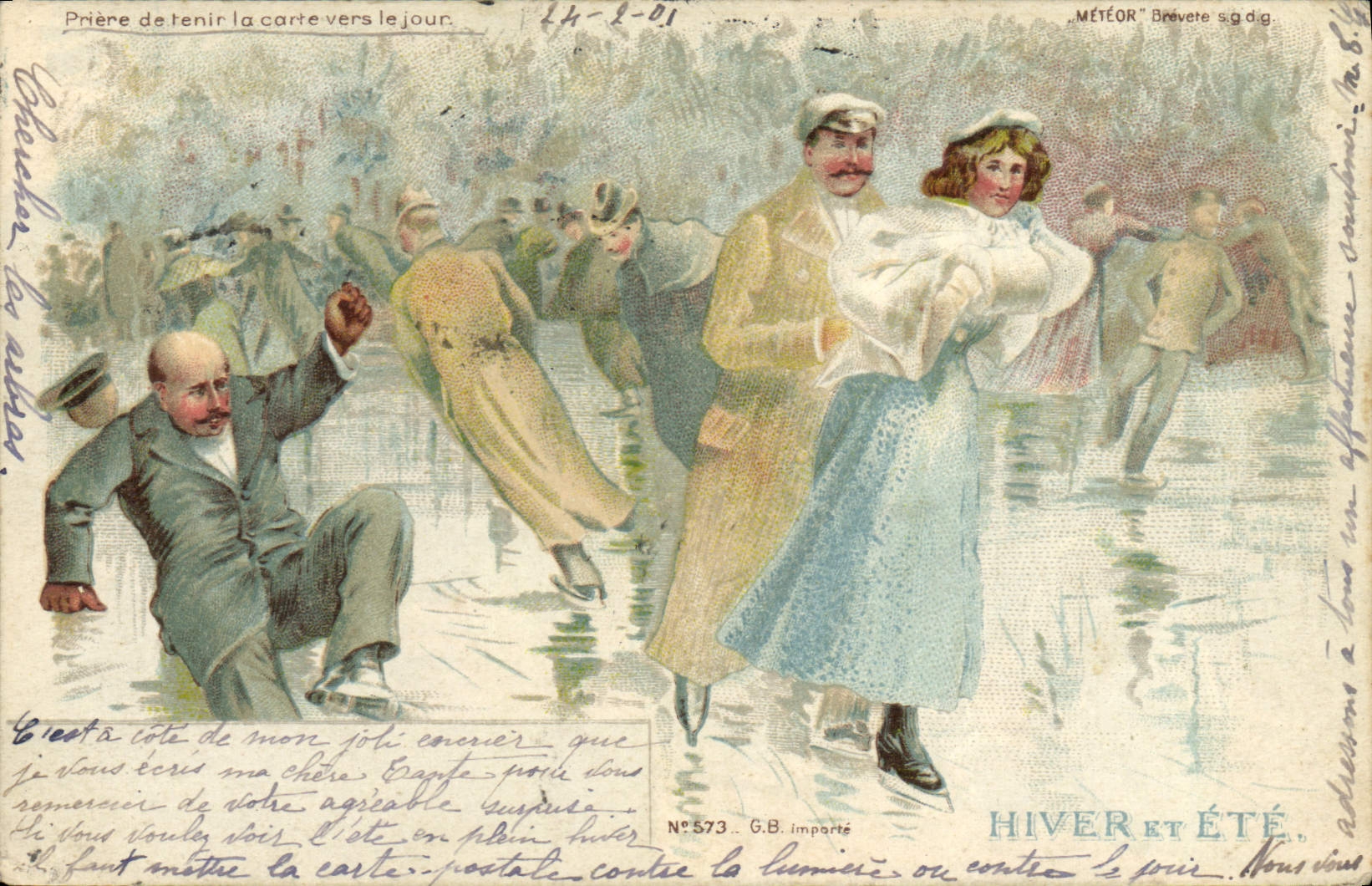 VINTAGE POSTCARD Winter sports Ice-skating Winter and be