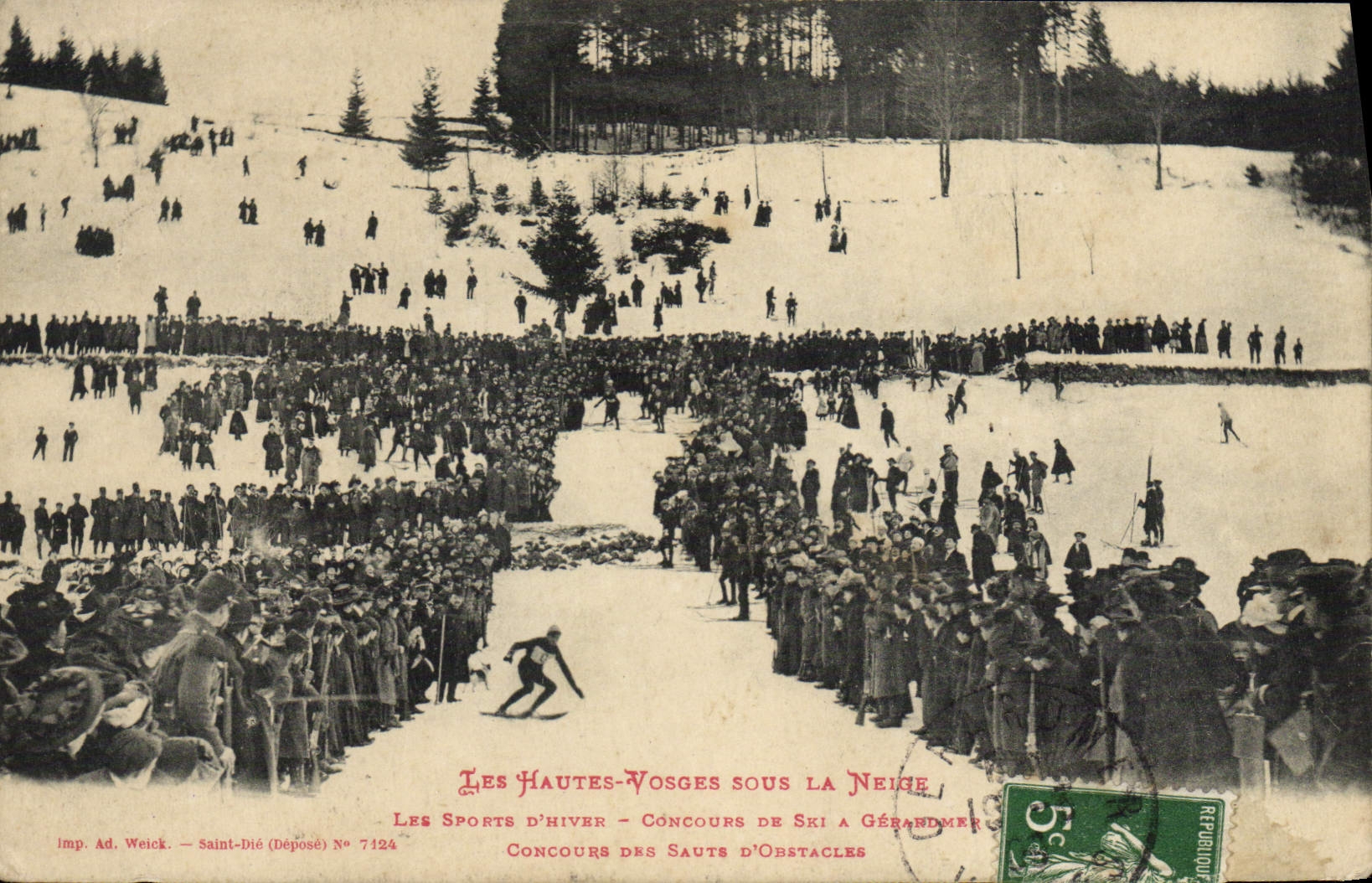 VINTAGE POSTCARD Winter sports the High Vosges under Concours snow of ski has Gerardmer Concours of jumps of obstacles