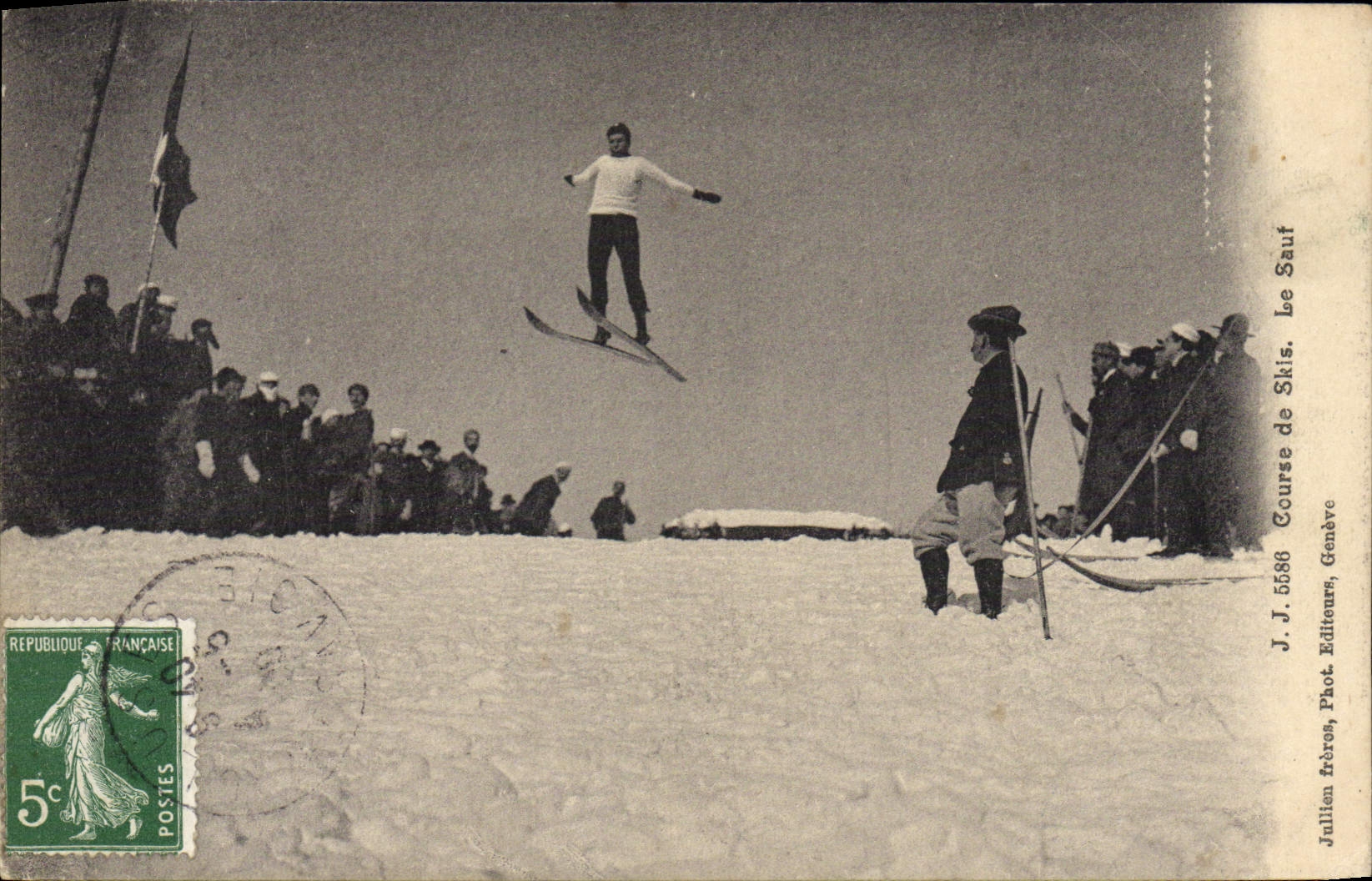 VINTAGE POSTCARD Winter sports Race of ski the jump