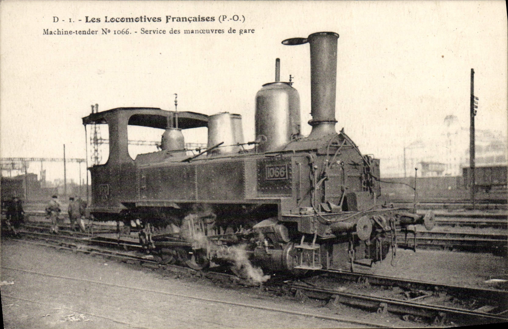 VINTAGE POSTCARD Train Engine Tender Machine 1066 Service of the operations of station