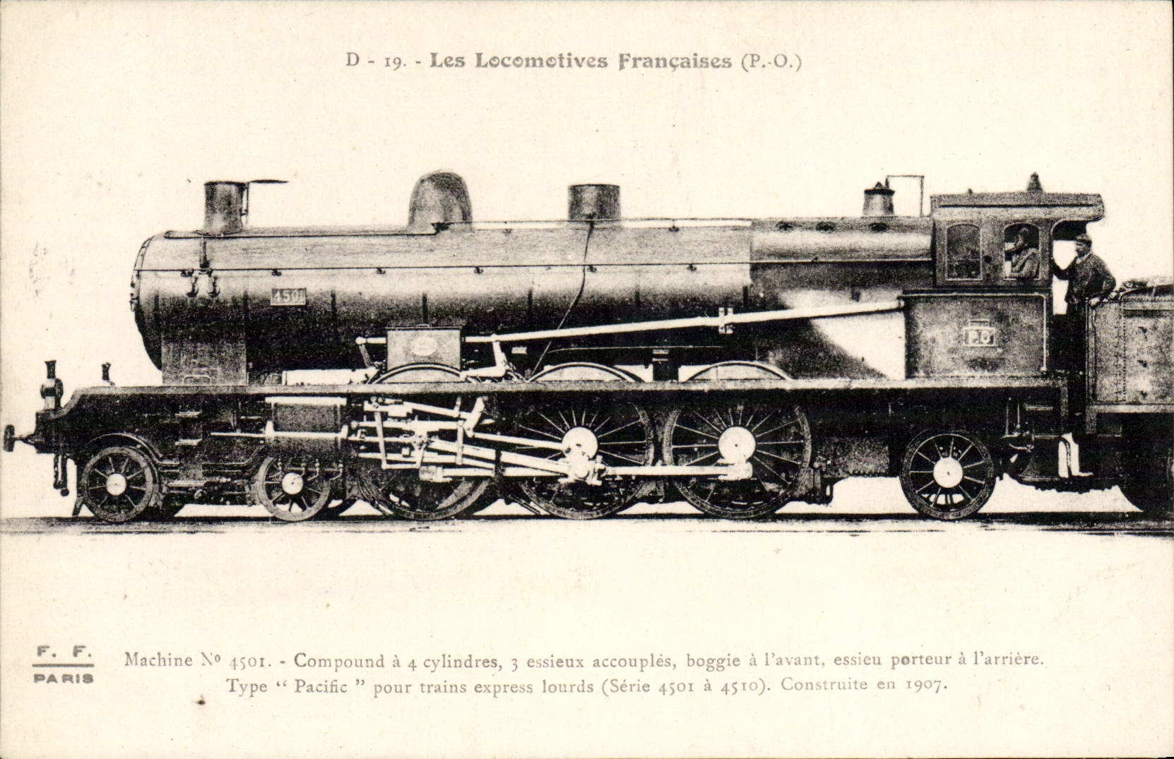 VINTAGE POSTCARD Train Engine Machine 4501