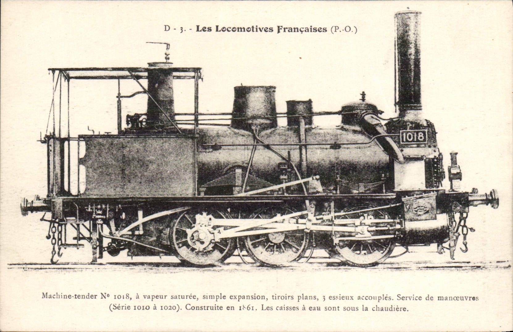 VINTAGE POSTCARD Train Engine Machine Tender 1018