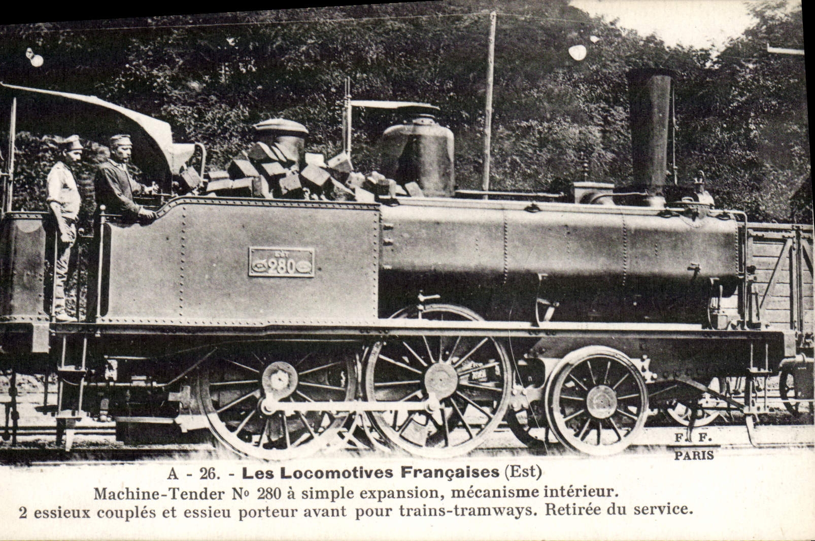 VINTAGE POSTCARD Train Engine Machine Tender 280