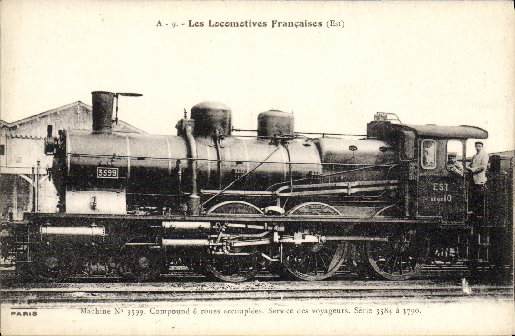 VINTAGE POSTCARD Train Engine Machine 3599