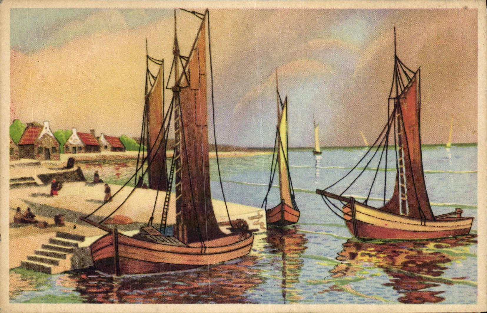CPA Bateau Voilier Peche