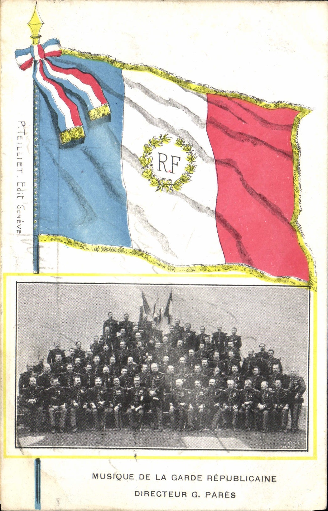 La música republicana G de la bandera del protector de Militaria de la POSTAL de la VENDIMIA evita