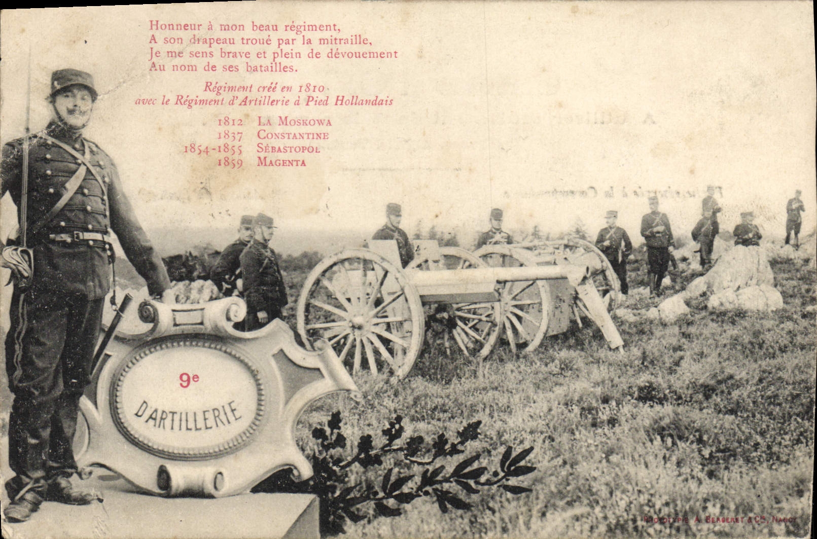 VINTAGE POSTCARD artillery Militaria 9th