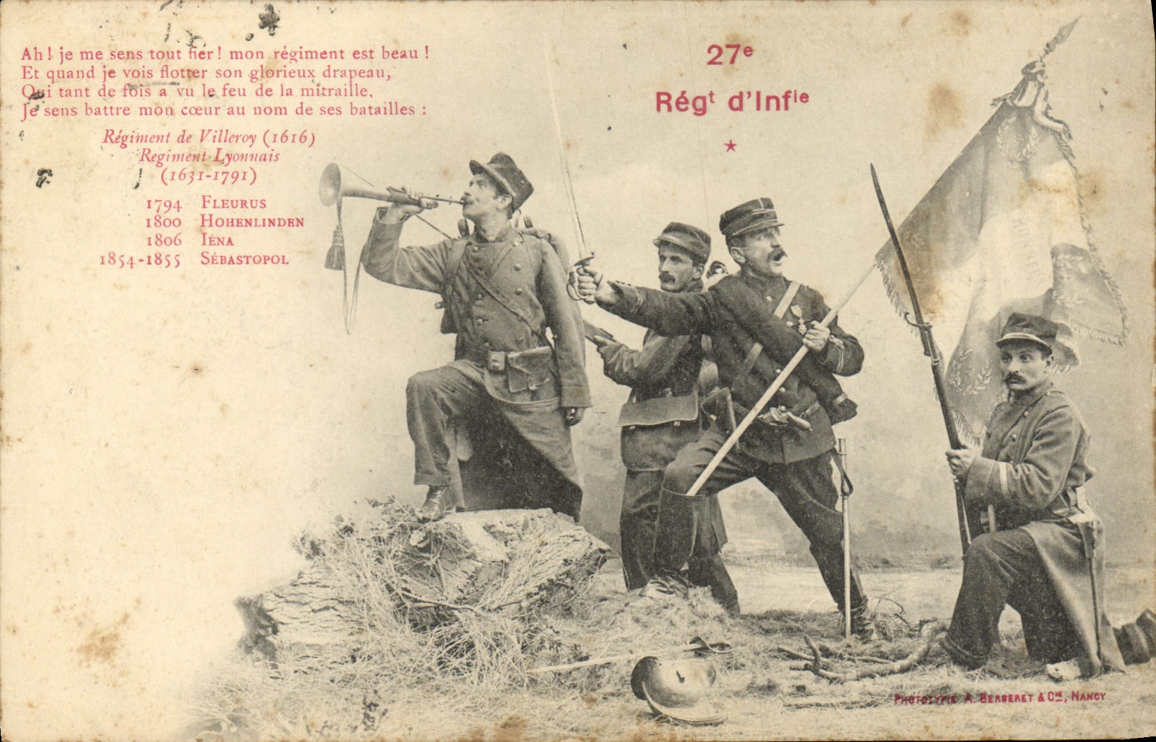 VINTAGE POSTCARD Militaria 27th regiment of infantry