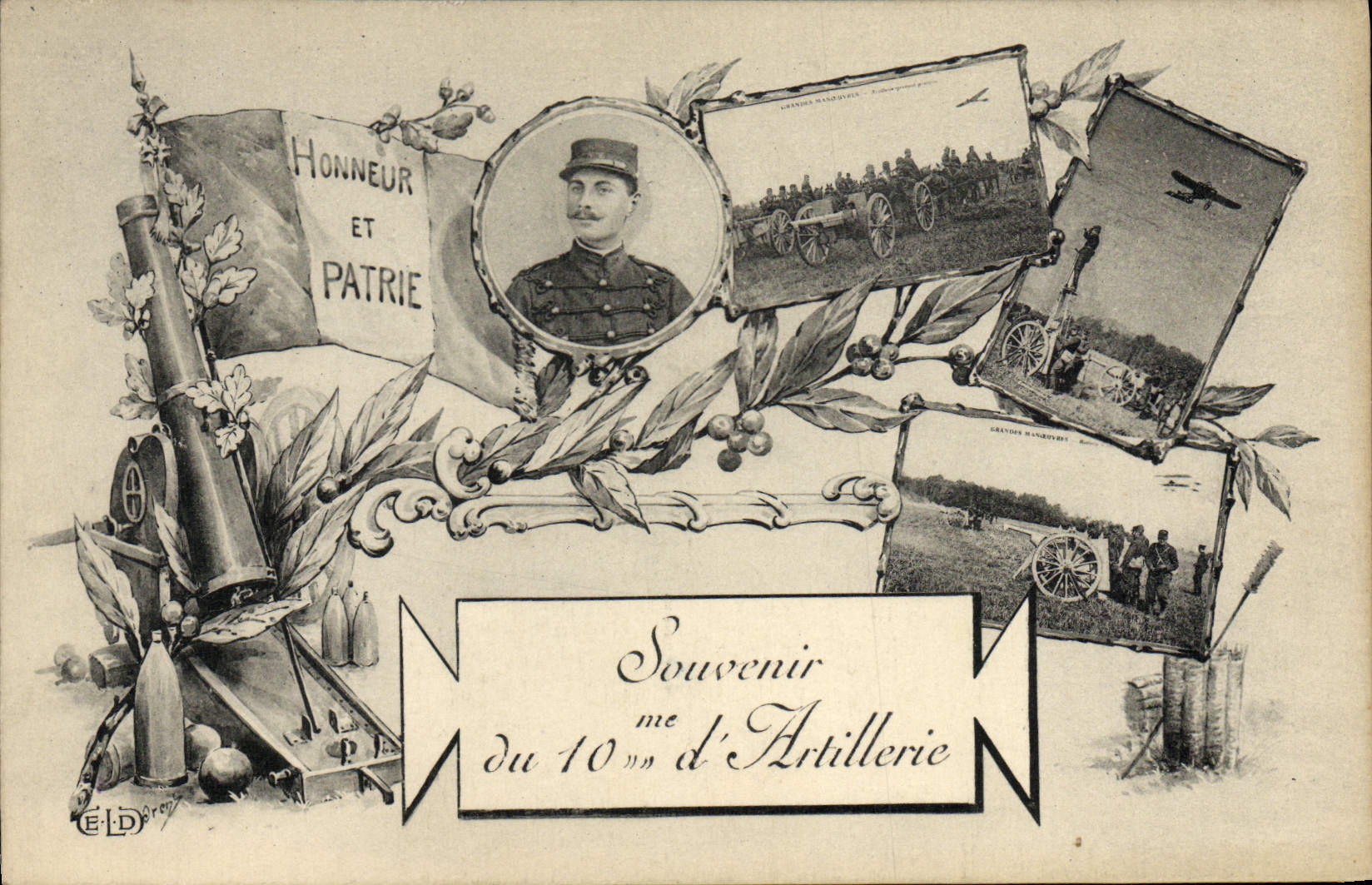 VINTAGE POSTCARD artillery Militaria 10th