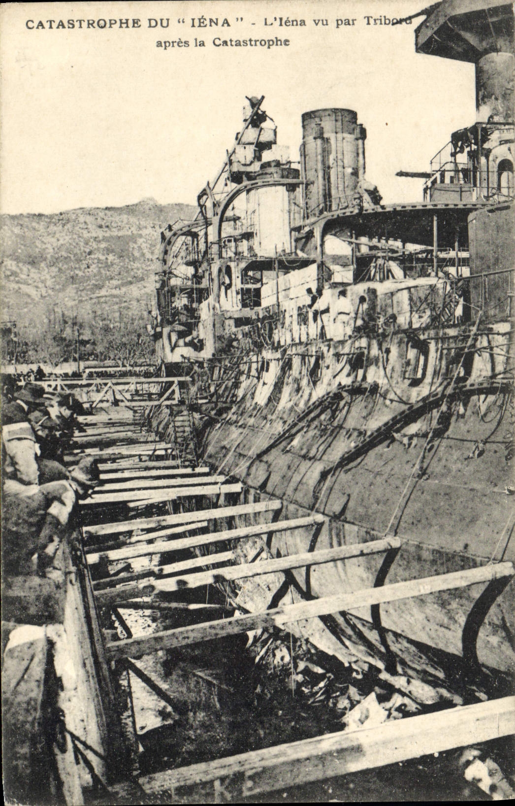 VINTAGE POSTCARD Warship the catastrophe of Iena Iena seen by starboard after the catastrophe