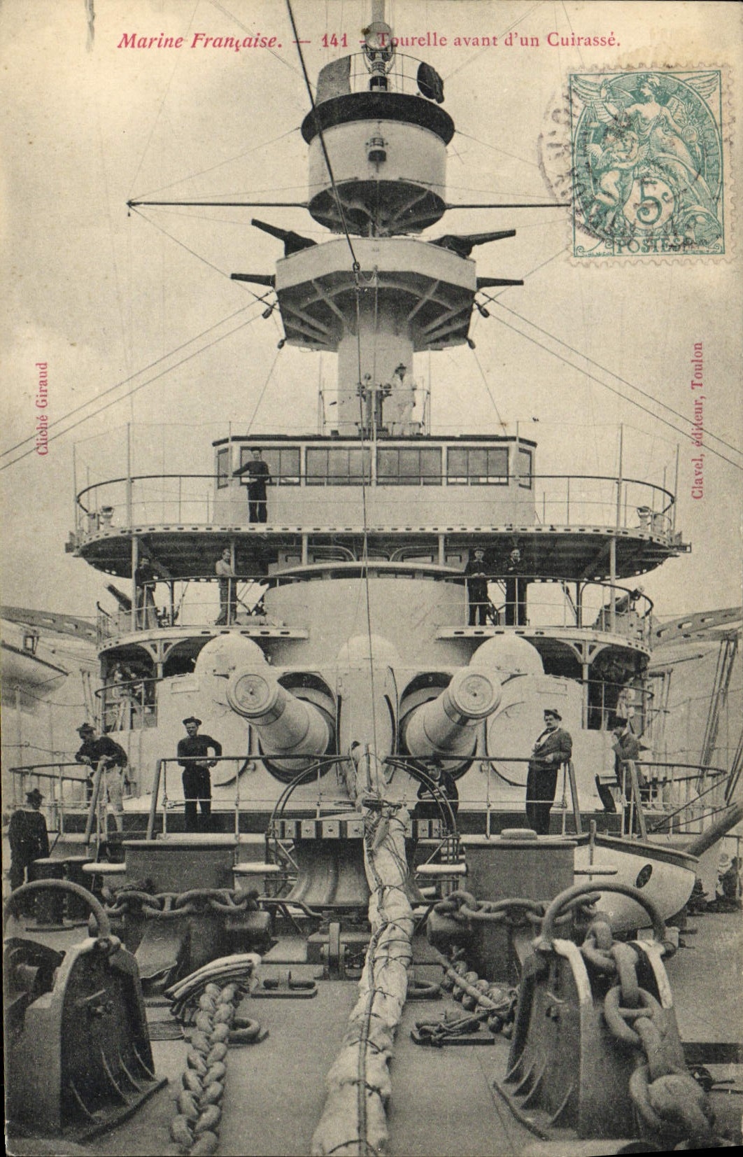 CPA Bateau de guerre Tourelle avant d'un cuirasse 