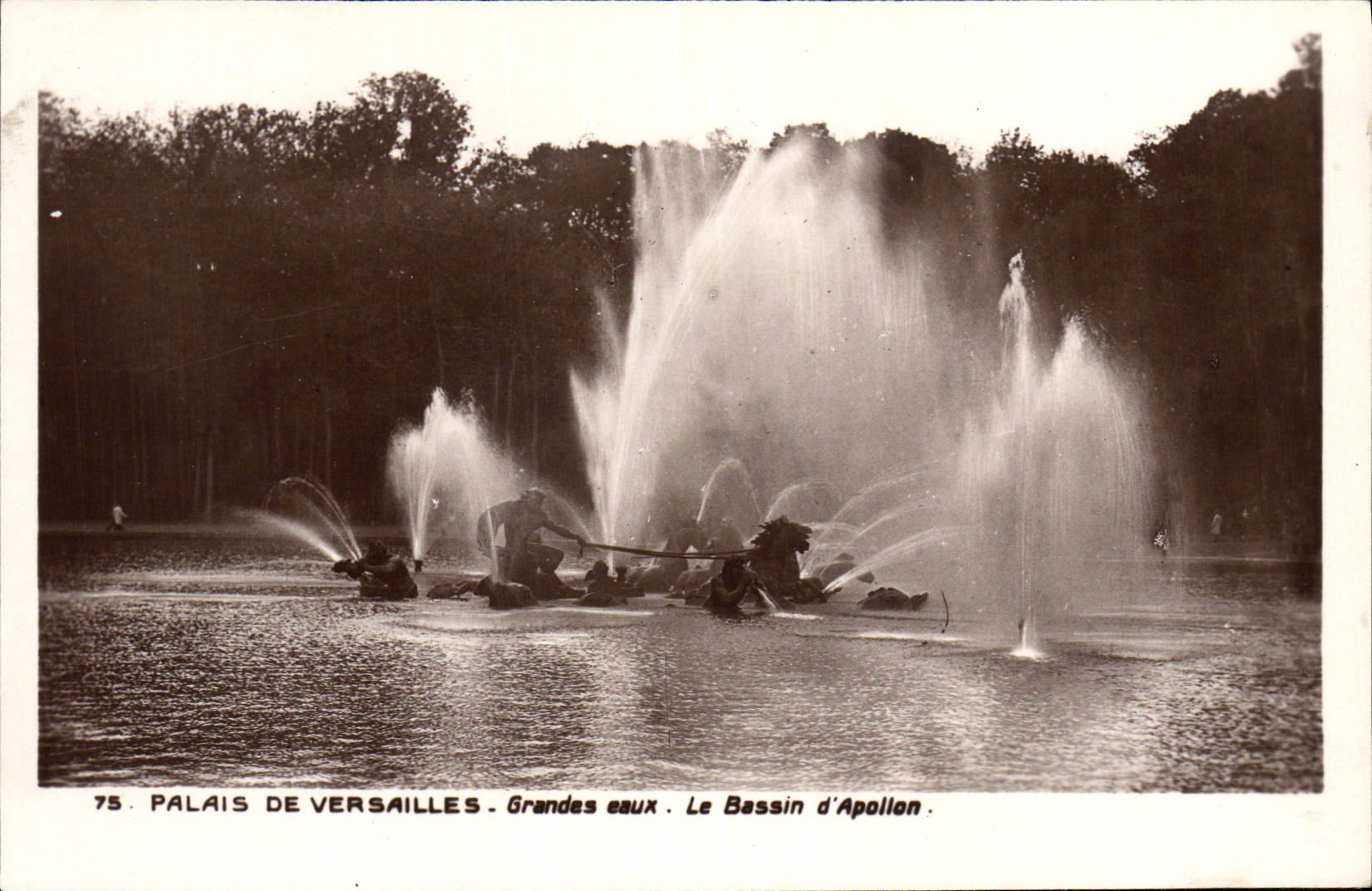 VINTAGE POSTCARD Palate Of Versailles Large water the basin of Apollo