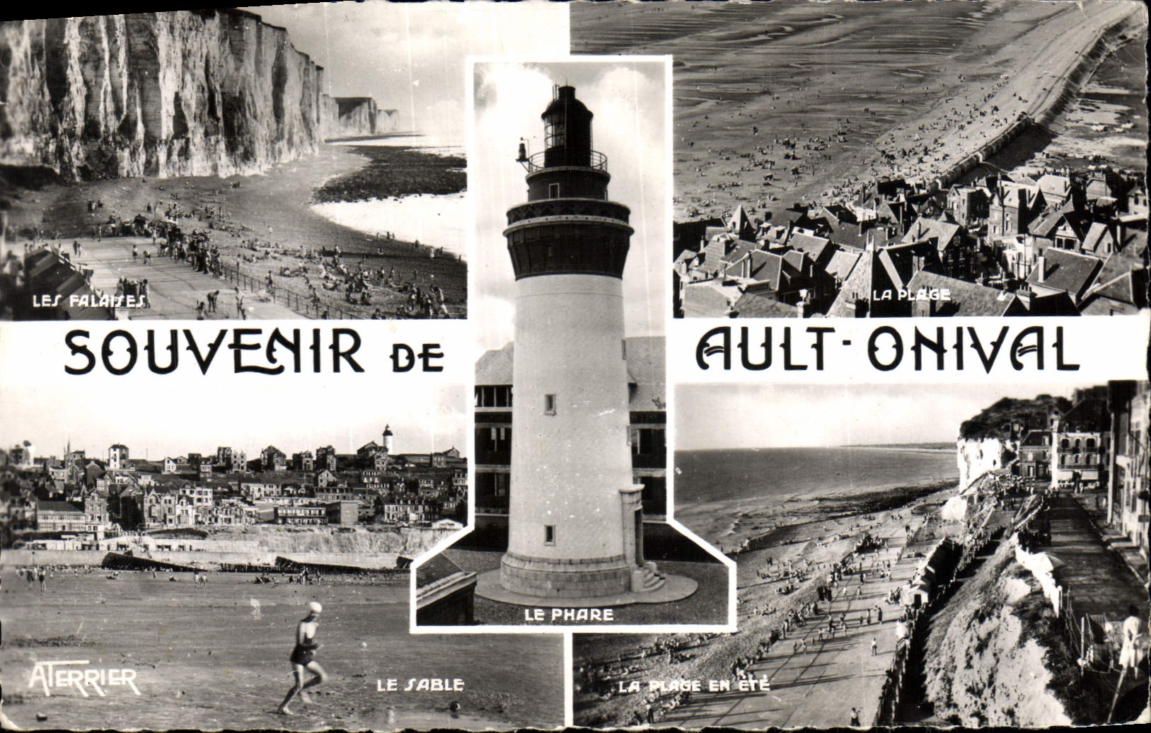 MODERN CARD Ault Onival cliffs sand the beach in summer