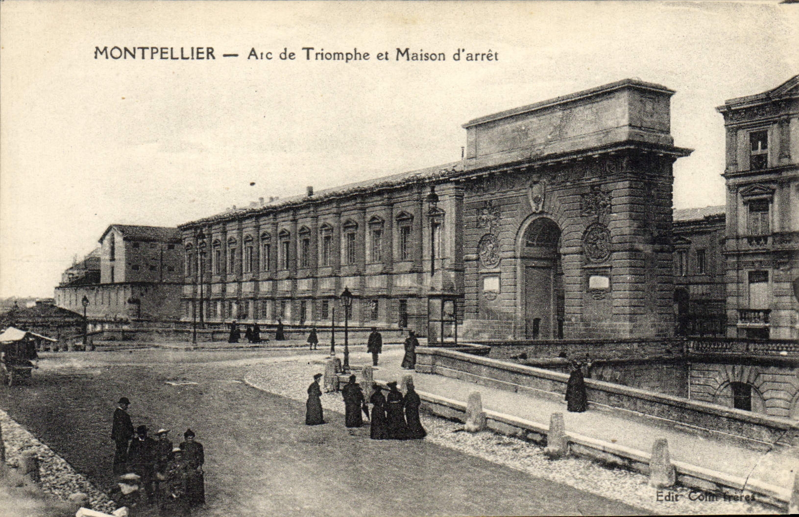 Prisión de Montpellier de la POSTAL de la VENDIMIA Arc de Triomphe y prisión