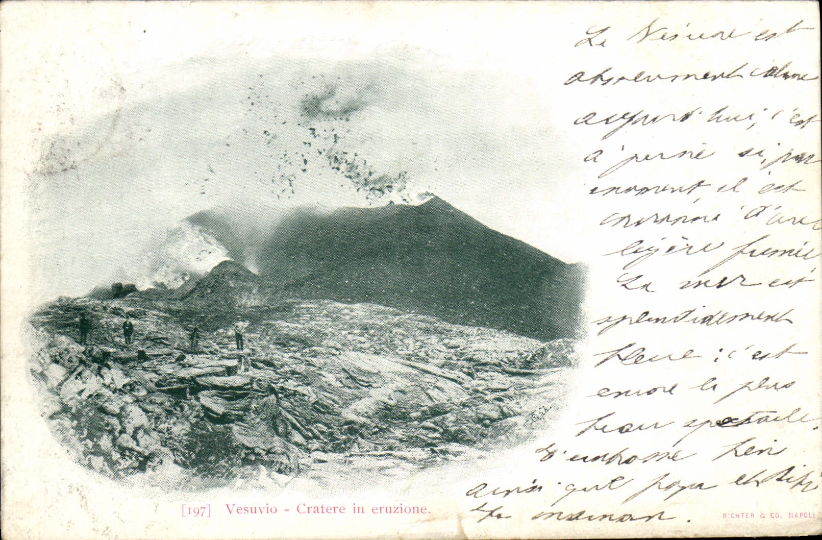 VINTAGE POSTCARD Volcano Vesuvio crater in eruzione