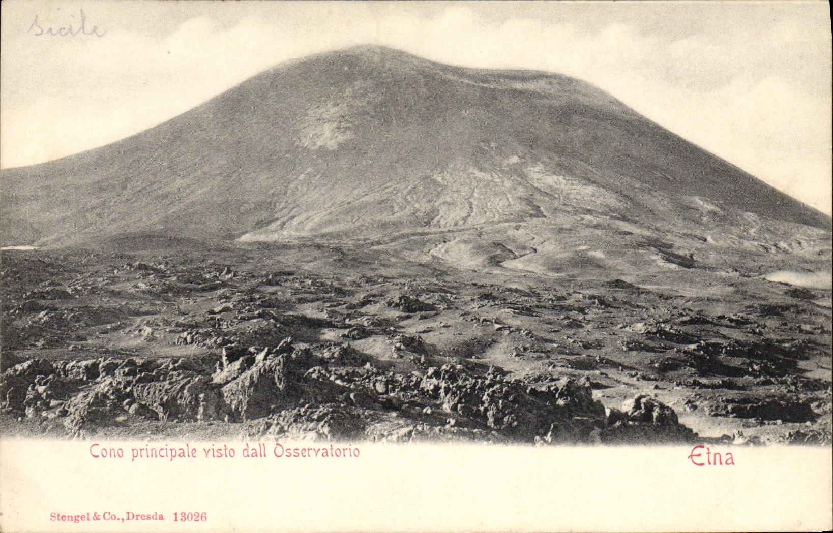 VINTAGE POSTCARD Volcano Etna Cono principal visto dall Osservatorio