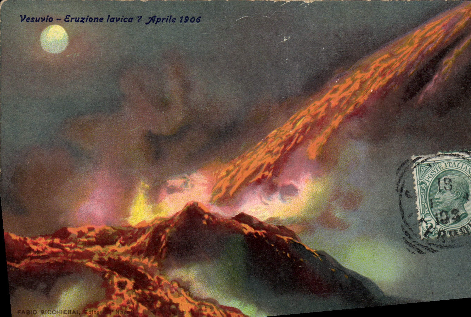 CPA Volcan Vesuvio Eruione lavica 7 Aprile 1906