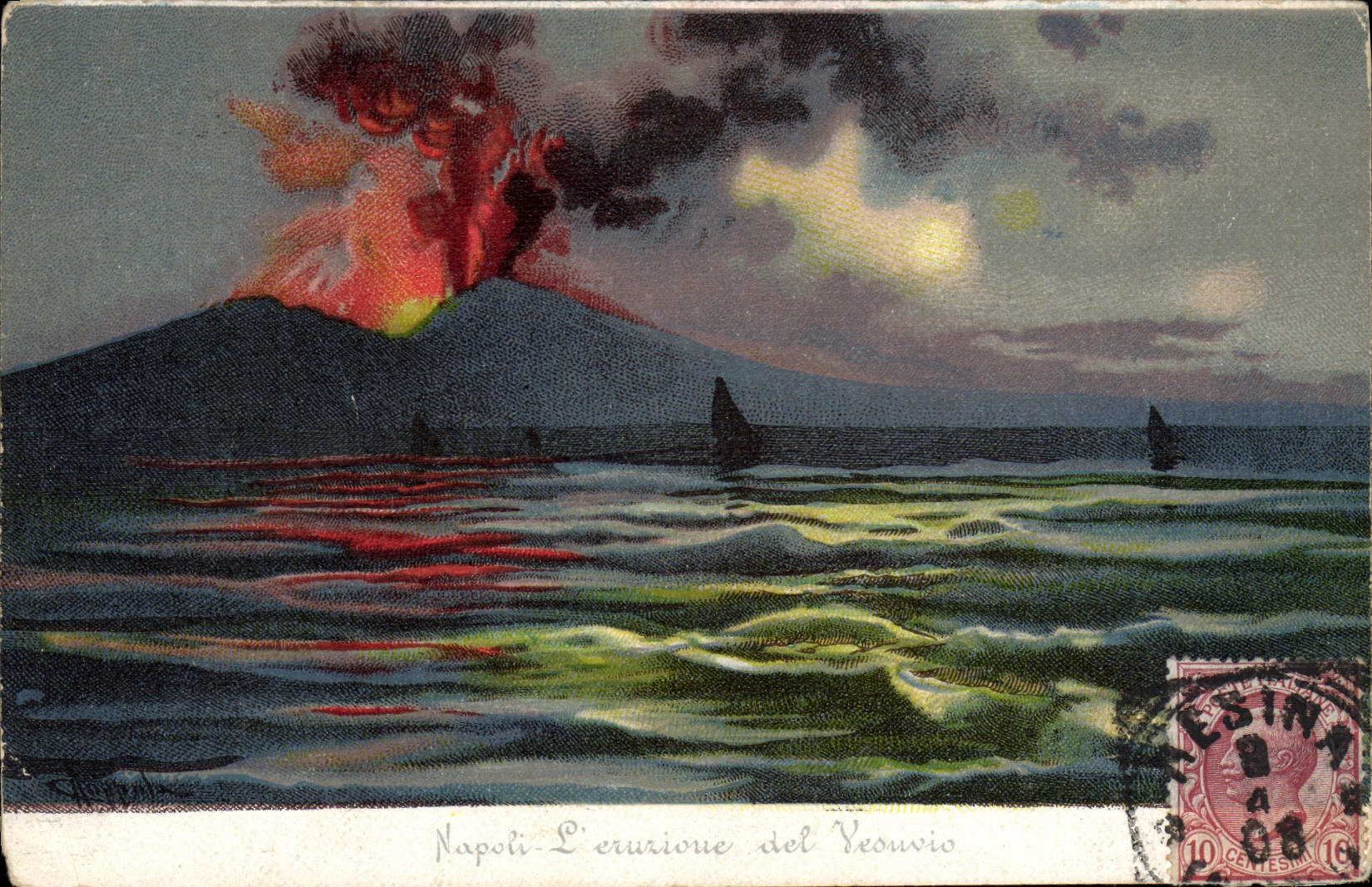 CPA Volcan Napoli L'eruzione del Vesuvio 