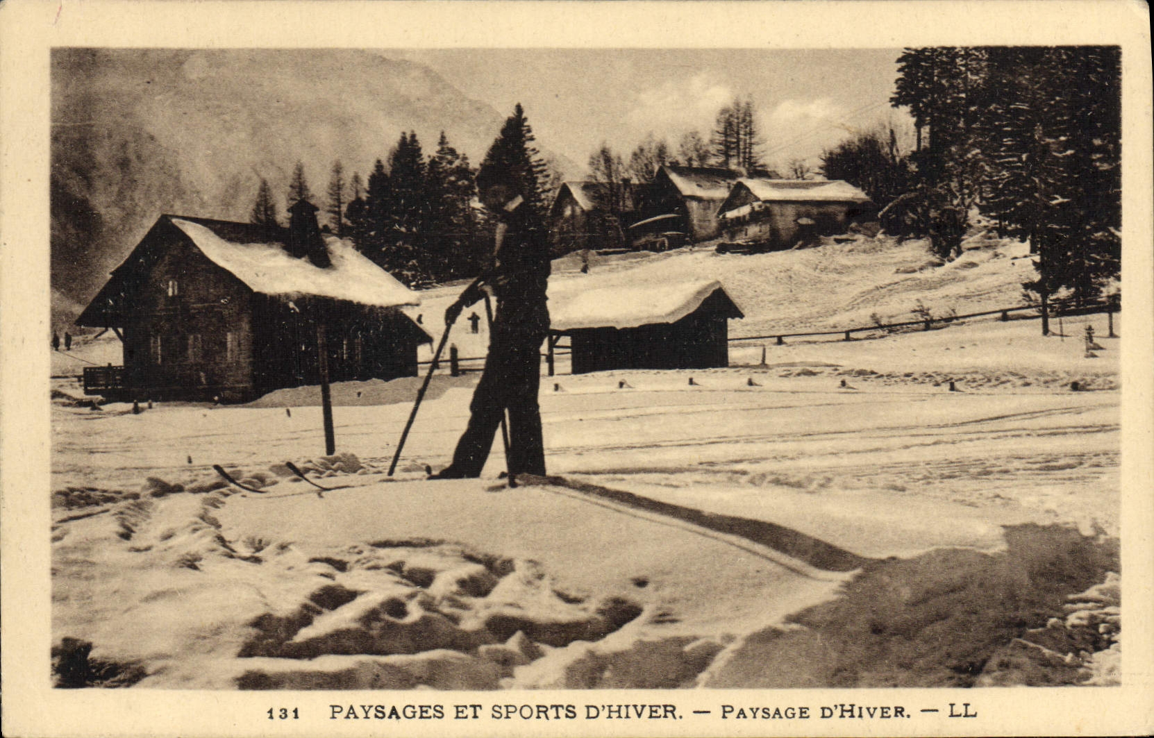 VINTAGE POSTCARD Winter sports Ski Landscape of winter