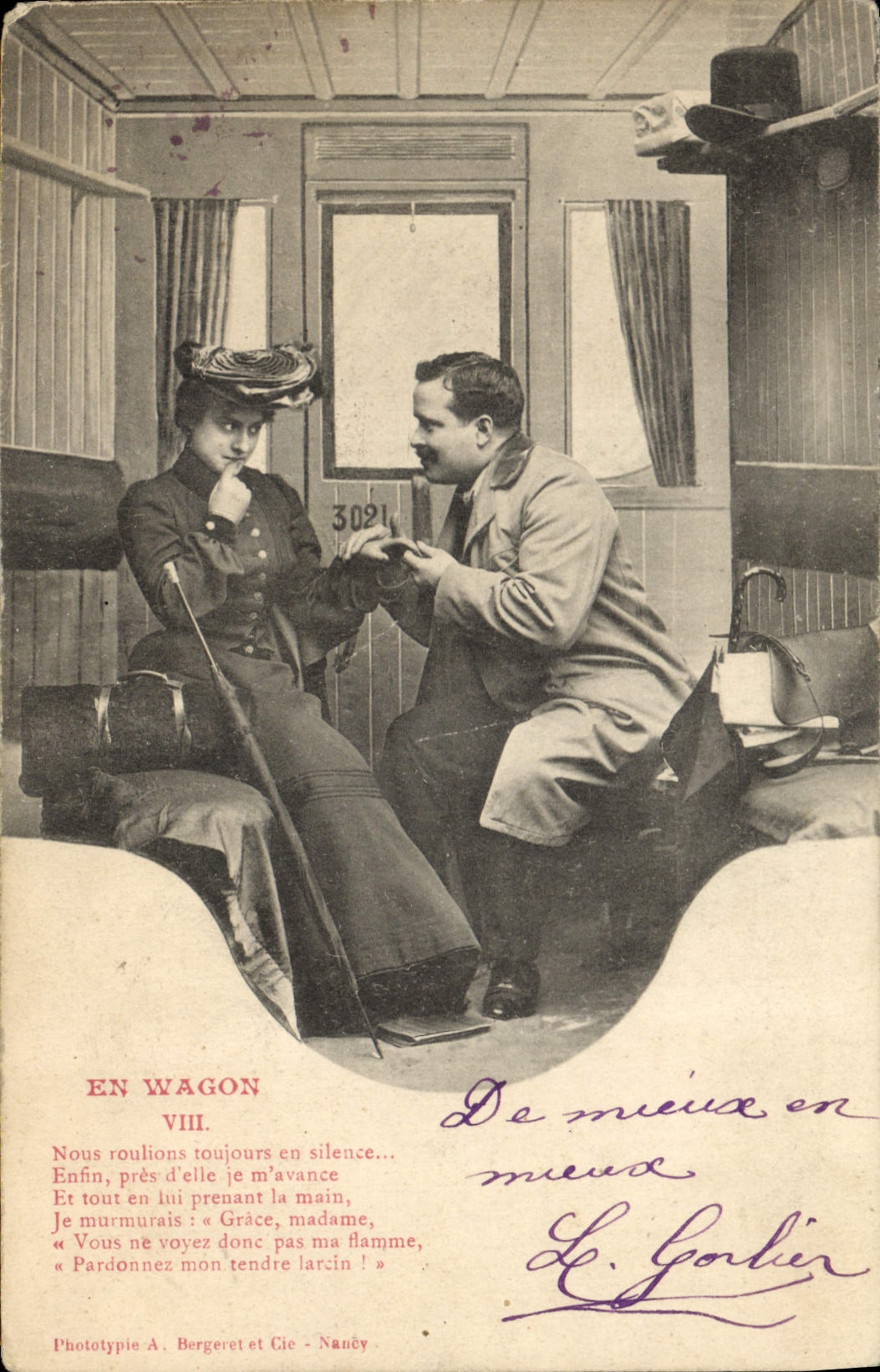 CPA Train Femme En wagon 