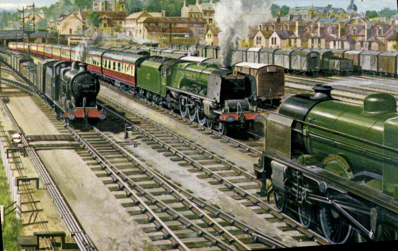 CPA Train Locomotive Lancaster Castle station
