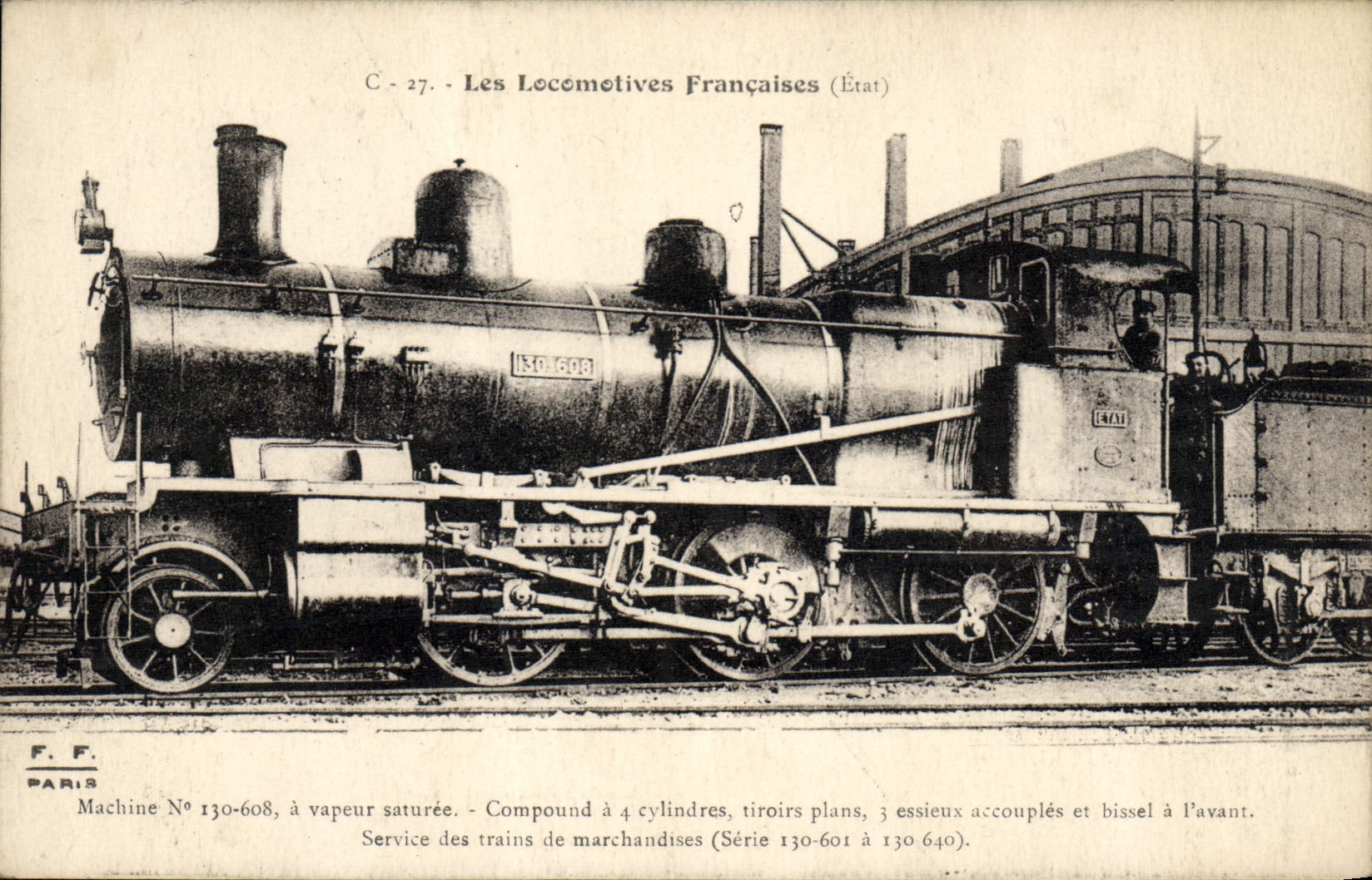 CPA Train Locomotive Machine 130 608