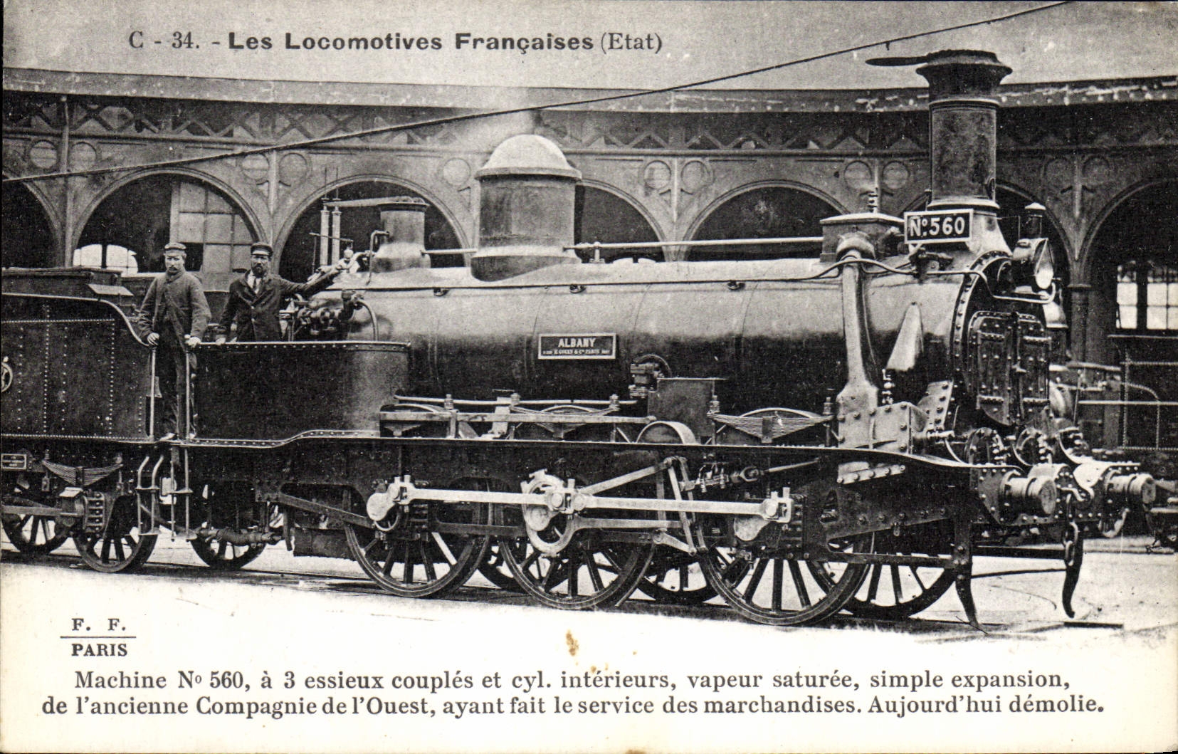 VINTAGE POSTCARD Train Engine Machine 560