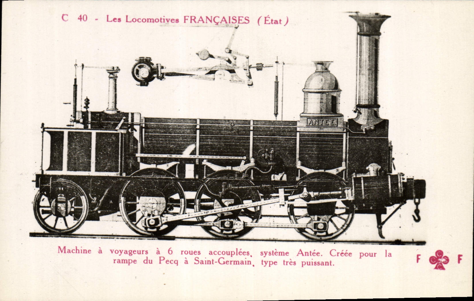 VINTAGE POSTCARD Train Engine Machine has travellers