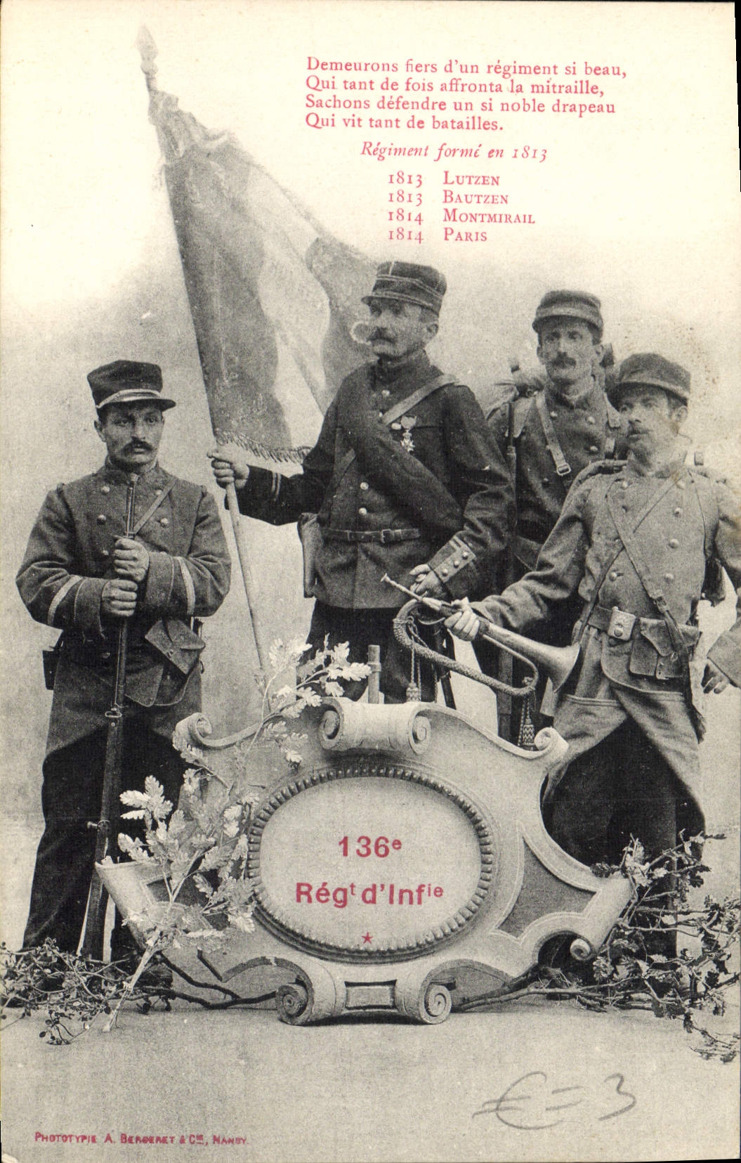 VINTAGE POSTCARD Militaria 136eme Hussards