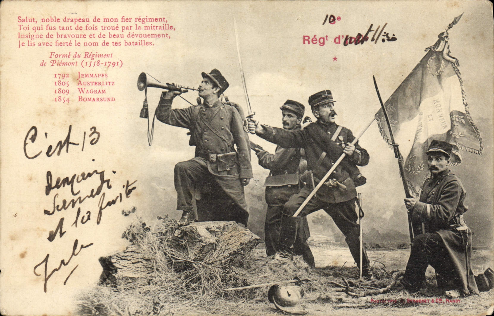 Regimiento de la artillería de Militaria de la POSTAL de la VENDIMIA 10mo