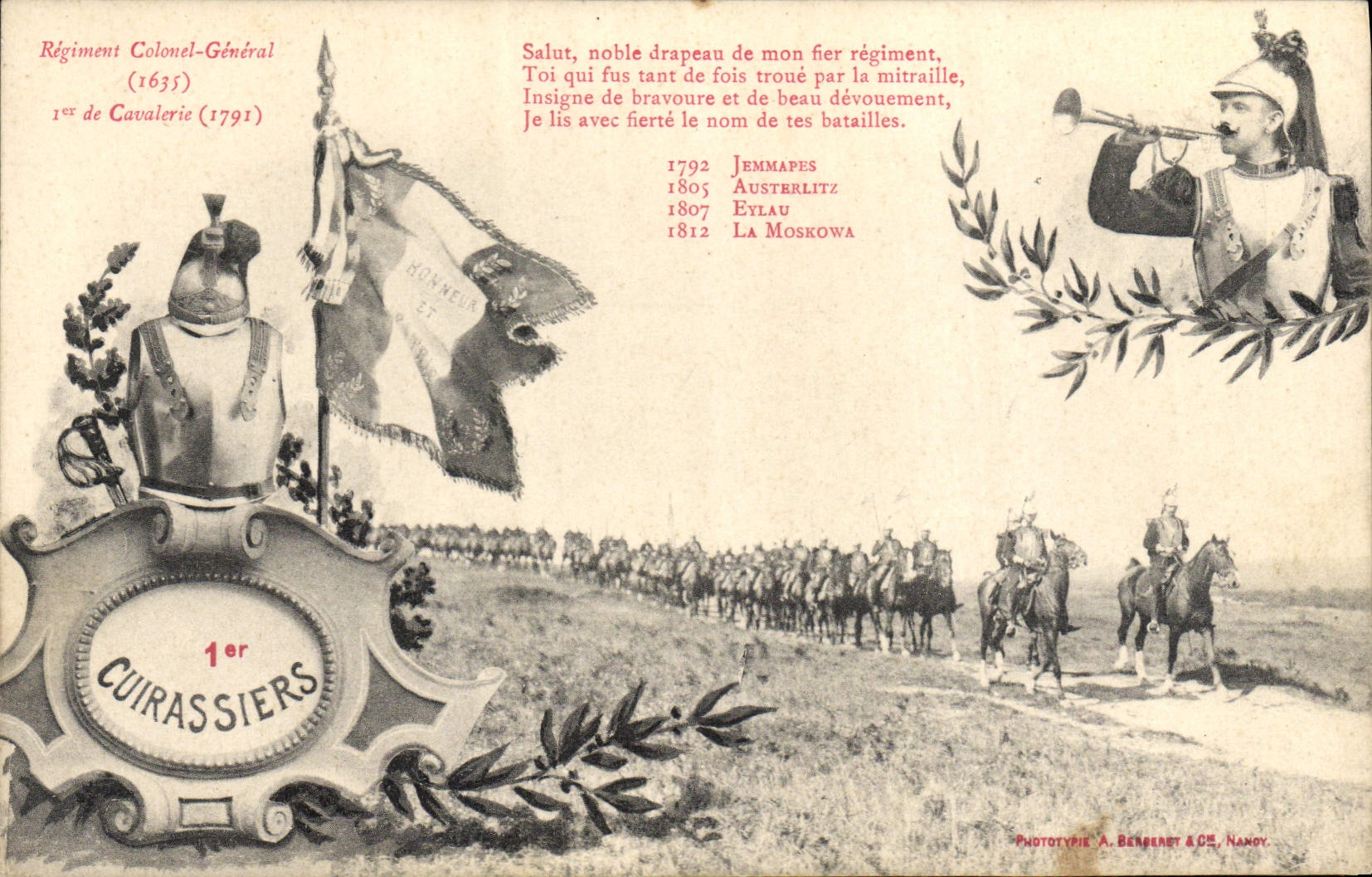 VINTAGE POSTCARD Militaria 1st Cuirassiers