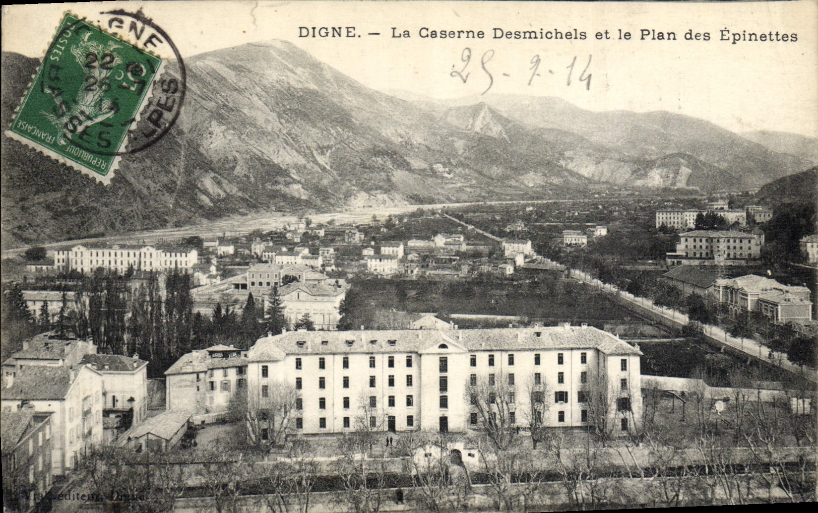 CPA Militaria Digne La caserne Desmichels et le plan des Epinettes