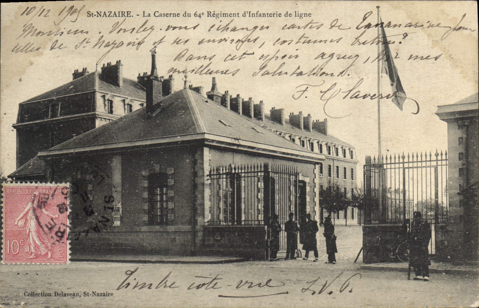 St Nazario de Militaria de la POSTAL de la VENDIMIA los cuarteles del regimiento 64eme de la infantería de la línea