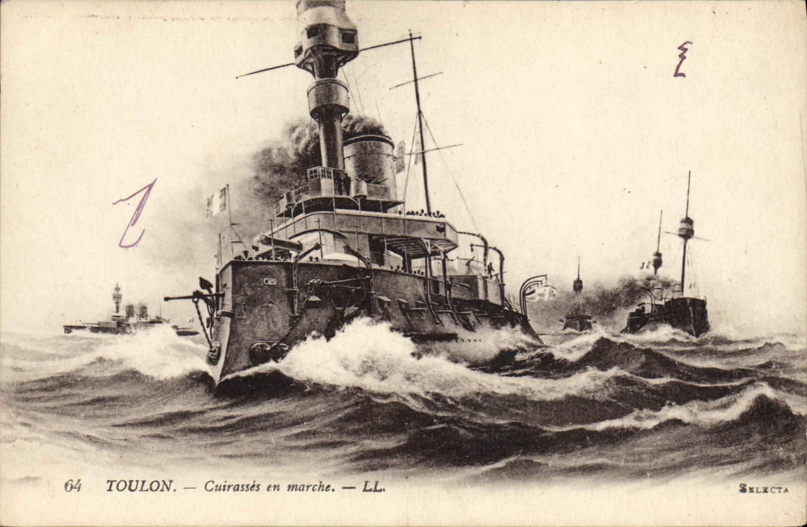 VINTAGE POSTCARD Boat War Toulon Armours moving