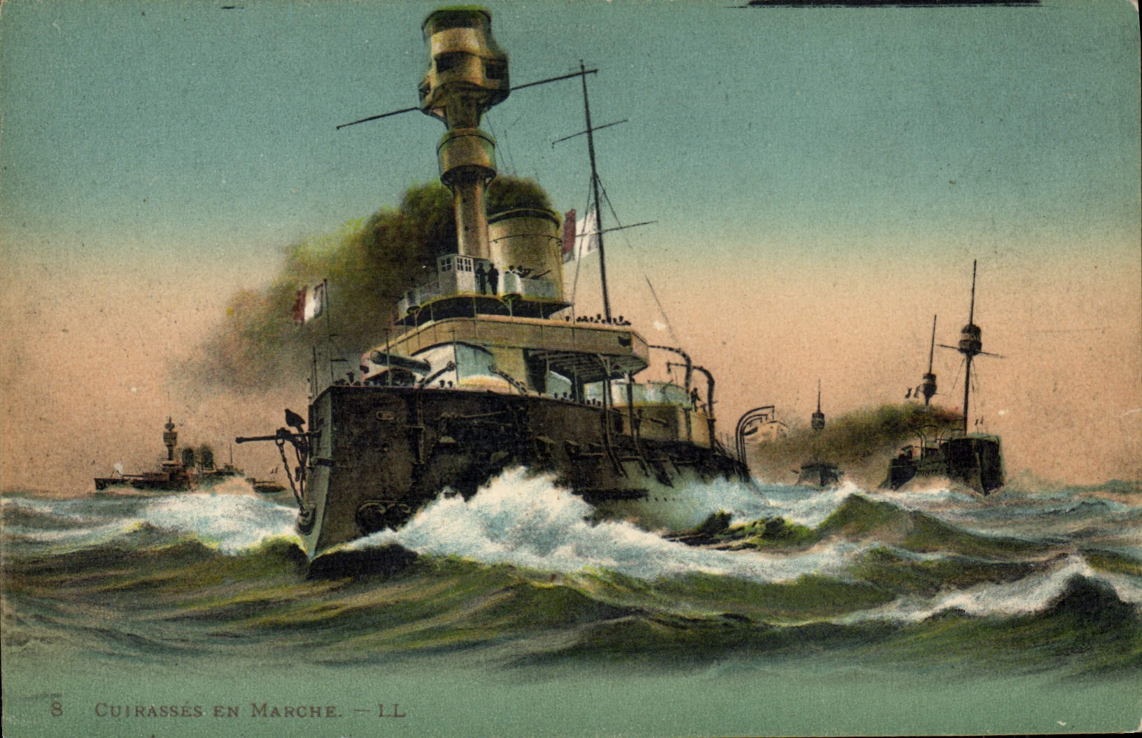 CPA Bateau Guerre Cuirasses en marche 
