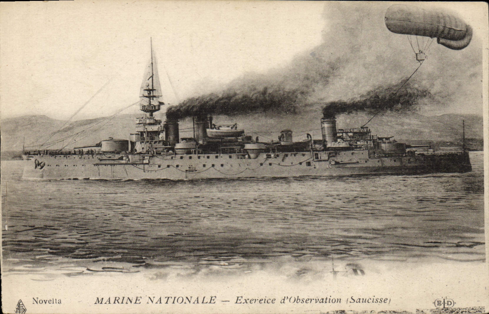 CPA Bateau Guerre Exercice d'observation Saucisse