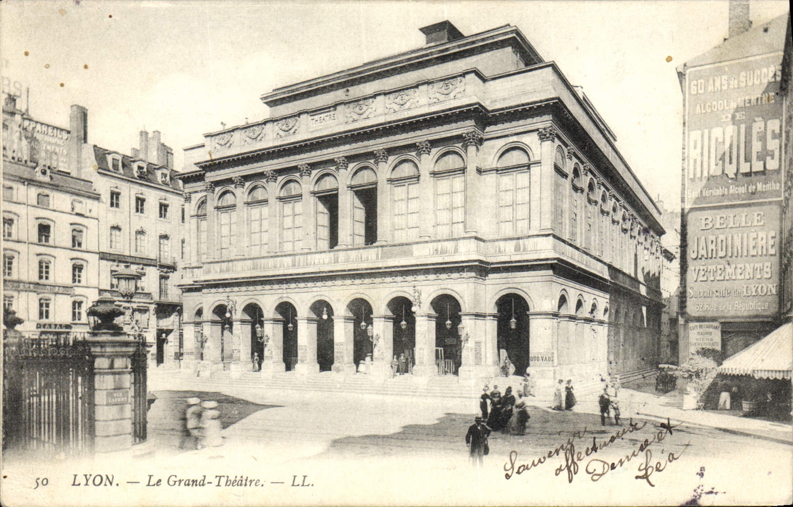 VINTAGE POSTCARD Lyon the large Ricqles Theater