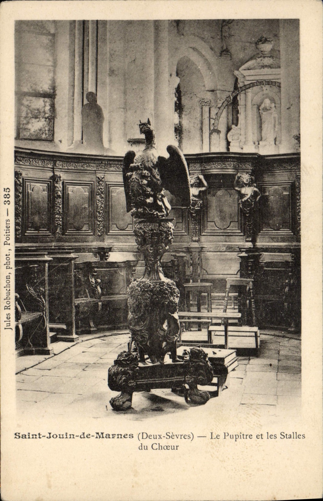 VINTAGE POSTCARD Holy Jouin de Marnes the desk and stalls of the chorus