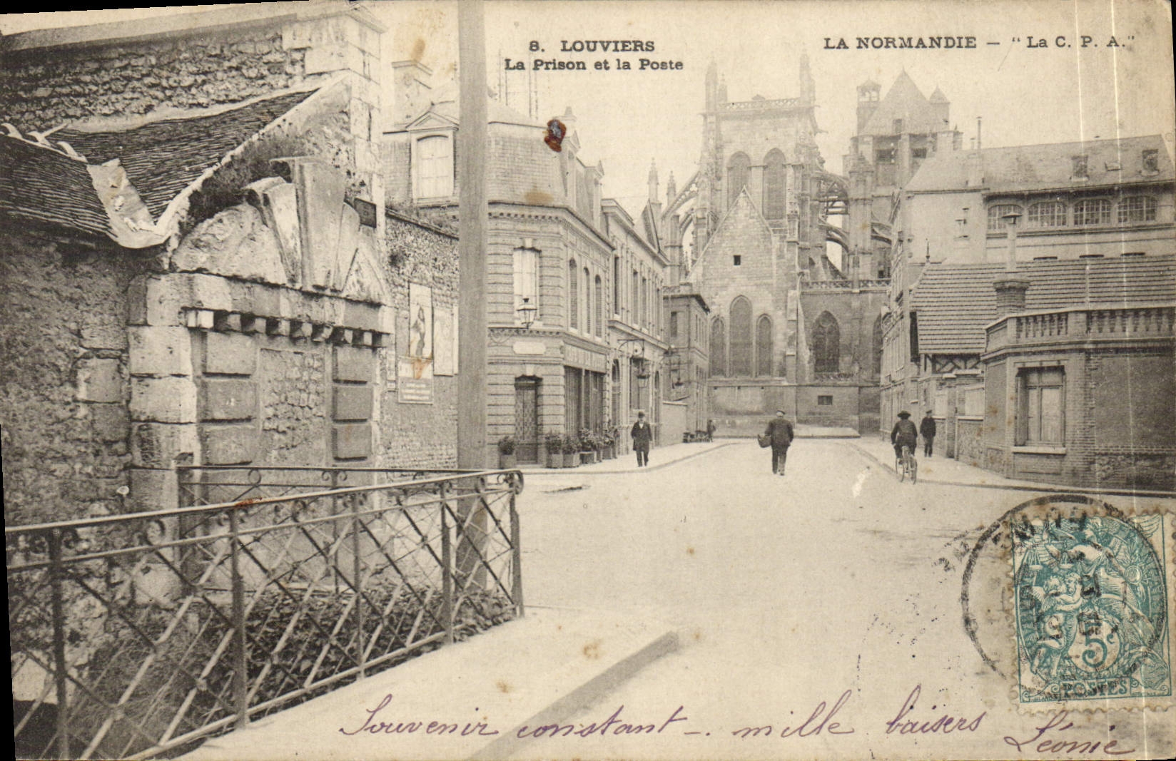VINTAGE POSTCARD Louviers the Prison and the Poet