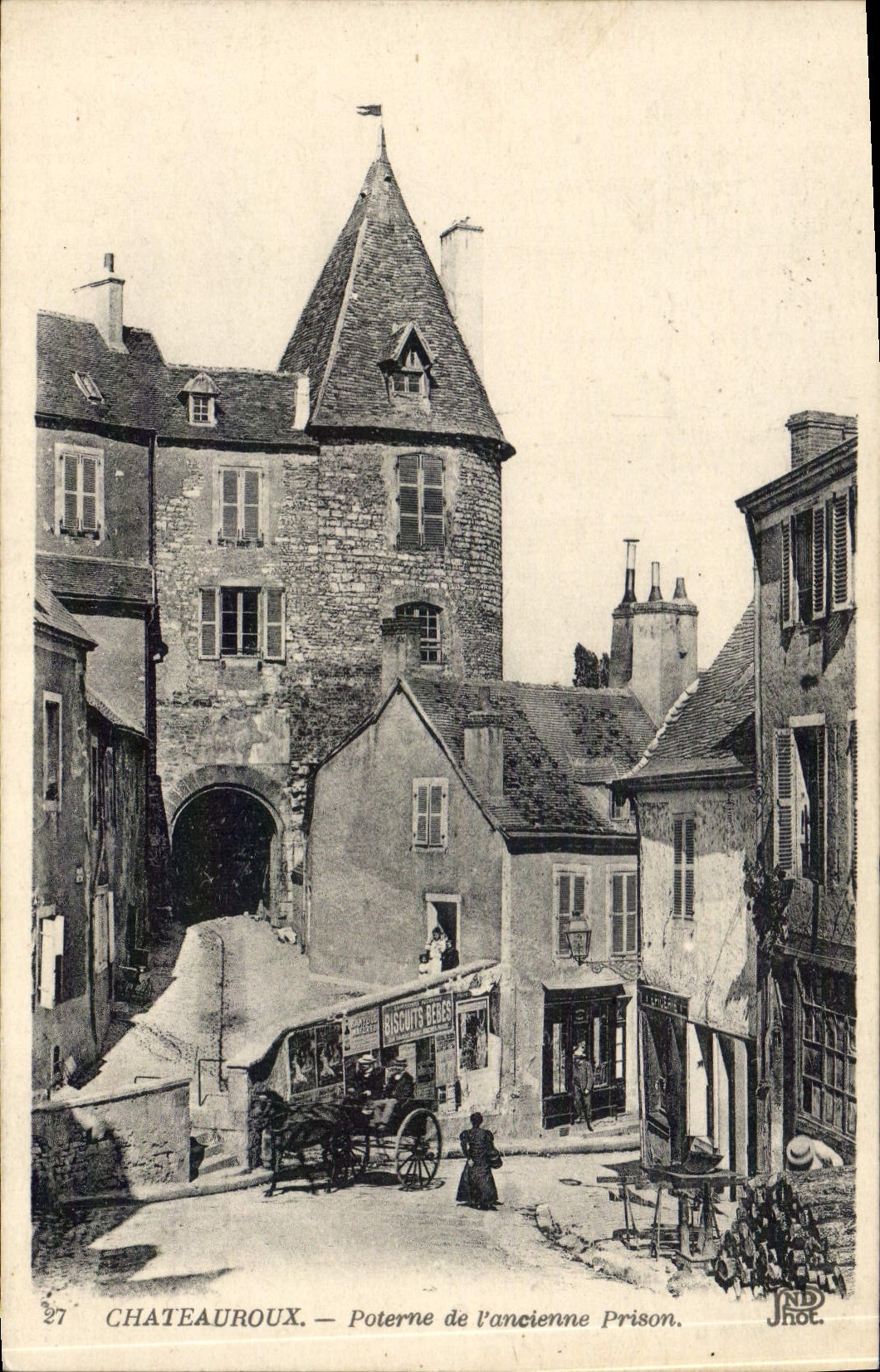 VINTAGE POSTCARD Chateauroux Postern of the Old Prison (nice shot)