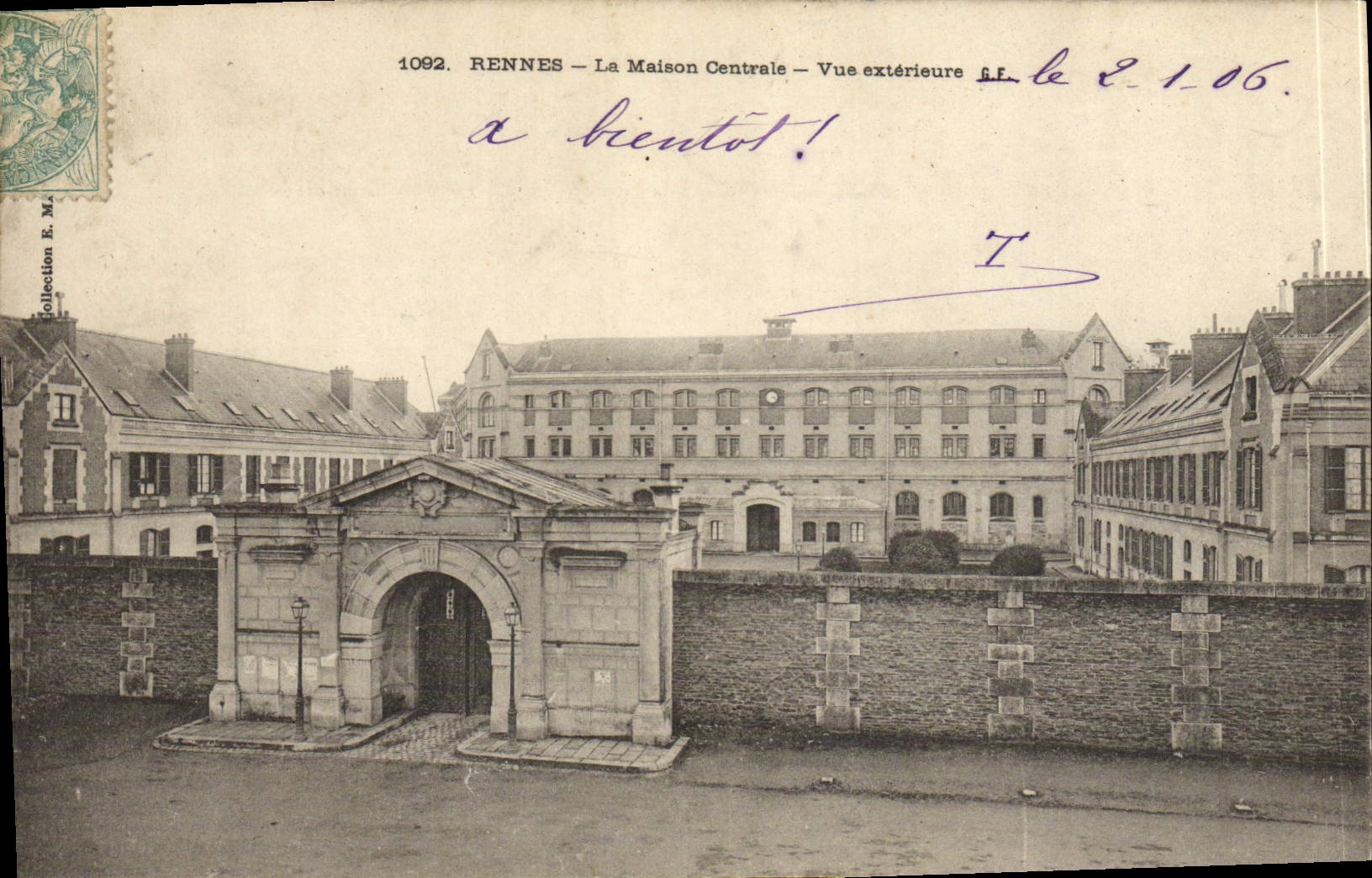 VINTAGE POSTCARD Rennes the Central House Seen external