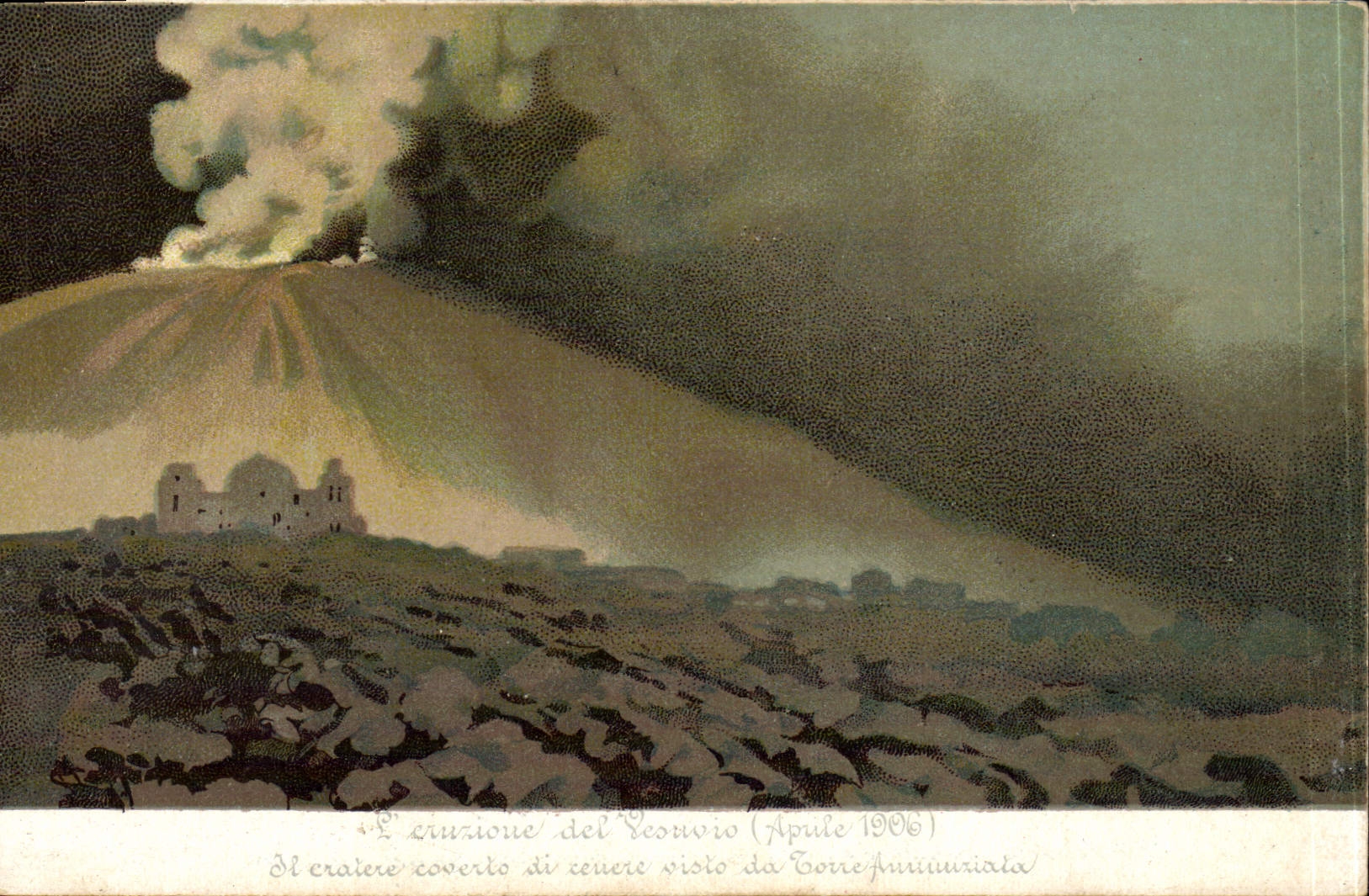 VINTAGE POSTCARD Volcano Eurzione del Vesuvio Aprile 1906