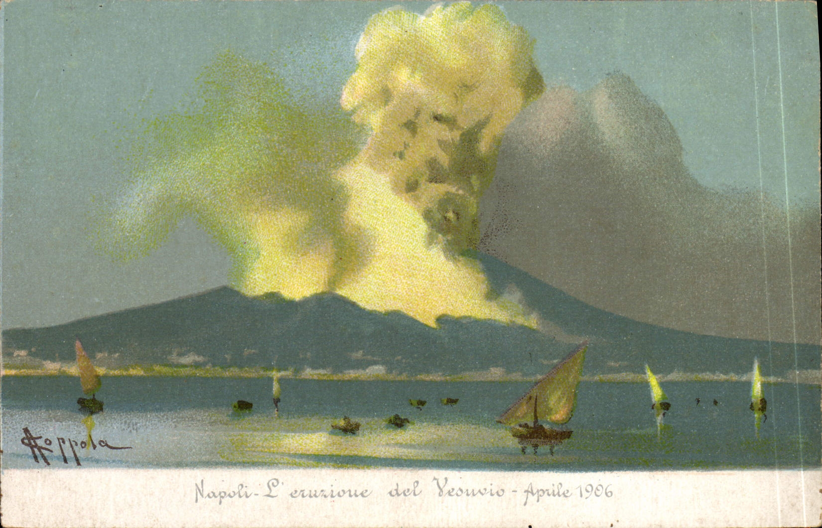 VINTAGE POSTCARD Napoli Volcano the eruzione del Vesuvio Aprile 1906